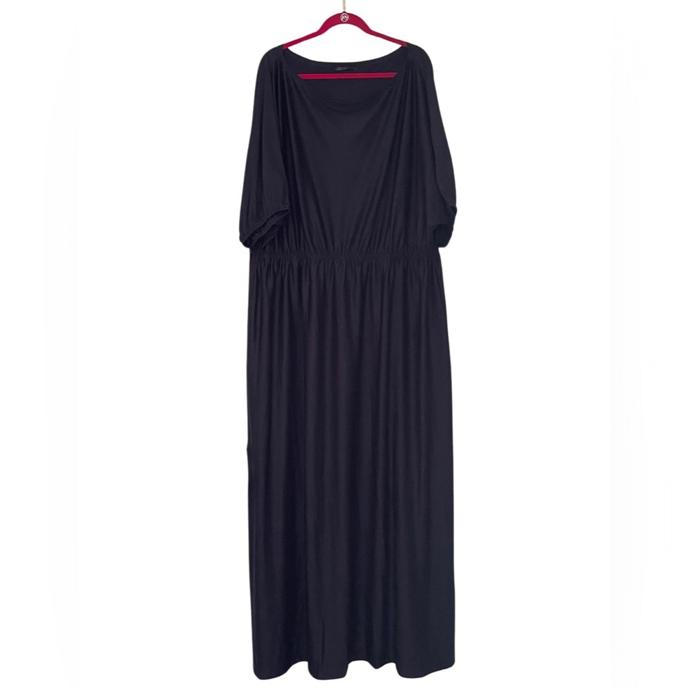 KOH KOH deep purple floor length boatneck elbow length sleeve gown